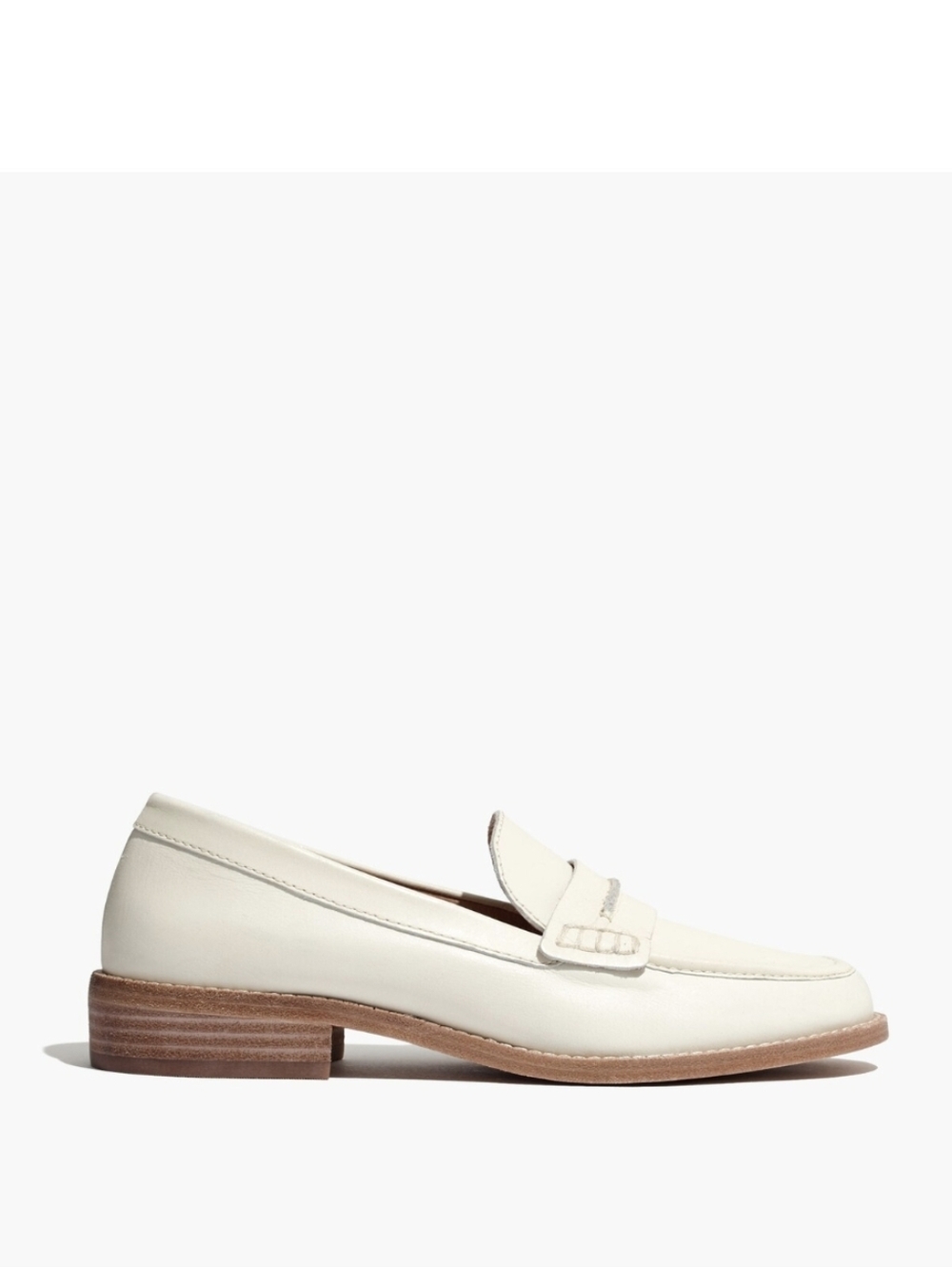 Like NEW Madewell The Elinor Loafer in Vintage Canvas Size 8 White Leather Flat